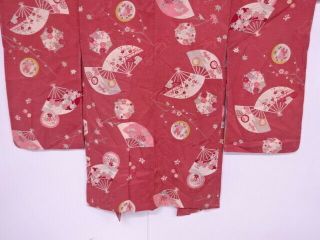 79142 Japanese Kimono / Antique Haori / Fan With Floral Plants