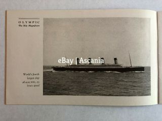 Rare White Star Line Olympic Interior Booklet | 1st & 2nd Class 3