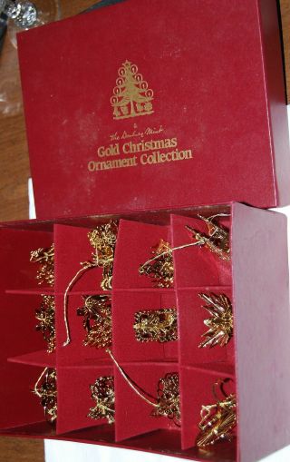 Vintage Danbury 1981 Boxed Set Of 12 Gold Plated Ornaments Plus Extr