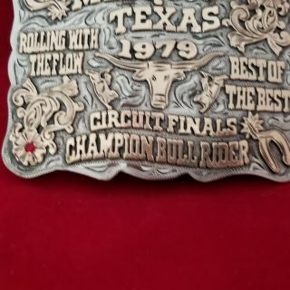 RODEO TROPHY BUCKLE 1979 MESQUITE TEXAS BULL RIDING CHAMPION Hand Signed 153 8