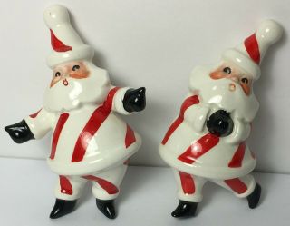 Vintage Japan Clip Santa Claus Striped Porcelain Christmas Tree Ornaments 1414