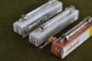 3 Rare Glass Syringe Old Medical Vintage Reusable Hypodermic Antique Needles