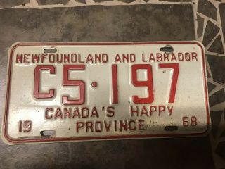 1968 Newfoundland Licence Plate Canada’s Happy Province Low Number