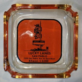 Vintage Ashtray Lucky Lanes Bowling Alley San Pablo Ca