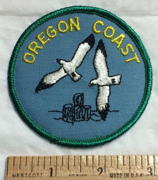 Oregon Coast Or State Flying Seagulls Sea Ocean Birds Souvenir Round Patch