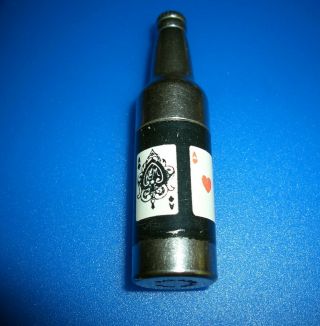 Vintage Kem Co.  4 Aces Wine Bottle Metal Flint & Wick Cigarette Lighter