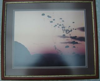 Parachute Regiment Enlarged Photo Of Jump Over Arnhem - 1990s - Framed
