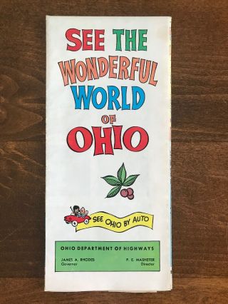 Vintage 1965 Map See The Wonderful World Of Ohio