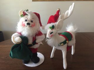 Annalee Christmas Santa Bear Claus & White Reindeer Large Size