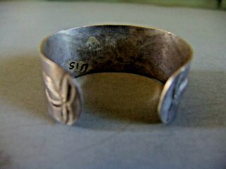 Large and Heavy Vintage Navajo Silver Cuff Bracelet with Stamp Work 5
