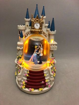 RARE Disney Princess Cinderella Prince Charming Castle Snow Globe Music Box 3