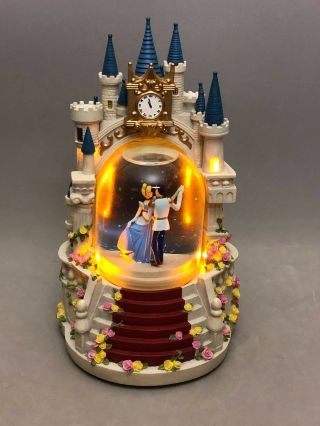 RARE Disney Princess Cinderella Prince Charming Castle Snow Globe Music Box 4
