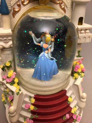 RARE Disney Princess Cinderella Prince Charming Castle Snow Globe Music Box 5