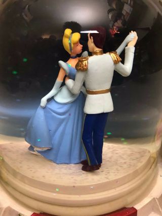 RARE Disney Princess Cinderella Prince Charming Castle Snow Globe Music Box 6