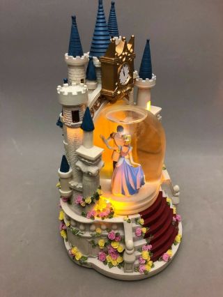 RARE Disney Princess Cinderella Prince Charming Castle Snow Globe Music Box 7