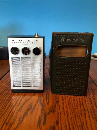 Rare 1962 Sony Tr - 817 Transistor Radio With Case/ & W/ A Tuning Meter