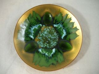 Vintage Mid - Century Edward Star Signed Gumps Enamel Copper Plate Dish