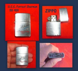 Vintage Zippo Lighter U.  S.  S.  Forrest Sherman Dd 931 (1955 - 1982)