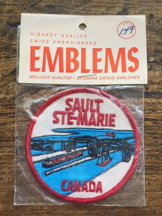 Vtg Sault Ste Marie 3” Embroidered Patch Ontario Canada On Nos Great Lakes