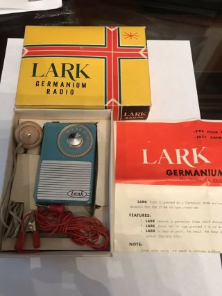 50s “new Old Stock” Lark Germanium Crystal Radio W/ Box & Instructions