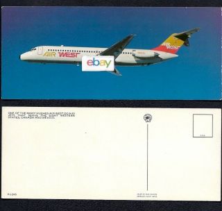 Air West Douglas Dc - 9 - 30 Gold/orange Livery At Airline Issue 1969 Postcard