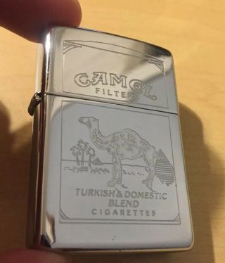 Zippo 1995 Chrome Camel Filter Double Sided Lighter With Black Zippo Box