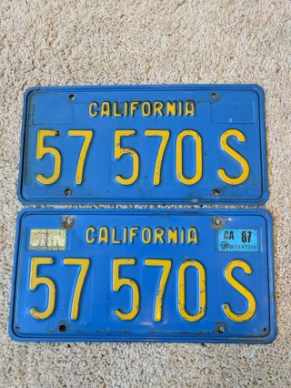 1970 - 1980 California Blue License Plates,  Yom Commercial Truck,  Dmv Clear