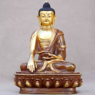 8 " Meditation Statue (24k Gold Plated On Copper) Of Shakyamuni Sakyamuni Buddha
