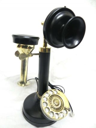 Antique / Vintage Look Black Brass Candlestick Telephone