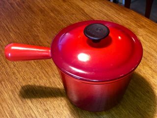 Le Crueset RED Cerise Cast Iron Enamel WINDSOR Pot/Pan 1.  5Q 2