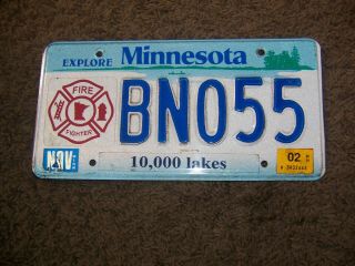 Minnesota License Plate - - - Fireman 2002