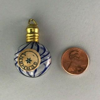 Antique German Hand Blown Swirl Glass Mini Perfume Bottle Necklace Chatelaine