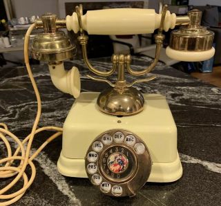 Vintage Duchess French Style Rotary Ivory And Brass Phone