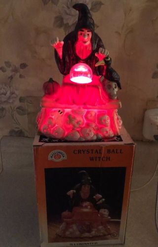 Halloween Witch Crow Glass Crystal Ball Skulls Ghost Lighted Ceramic Night Light