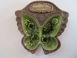 Treasure Craft Ceramic Butterfly Polynesian Village Ashtray