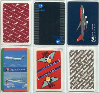 Airlines: Shanghai,  Xiamen,  Sabena,  South African - 6 Single Playing Cards