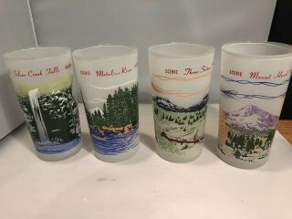4 Vintage Scenic Oregon Frosted Souvenir Drinking Glass Tumbler