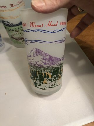4 Vintage Scenic Oregon Frosted Souvenir Drinking Glass Tumbler 2