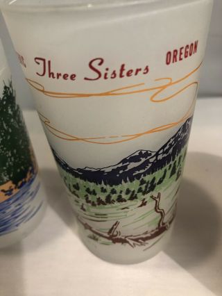 4 Vintage Scenic Oregon Frosted Souvenir Drinking Glass Tumbler 3