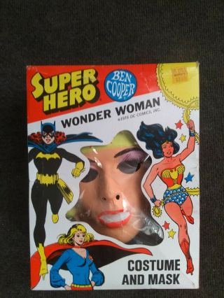 Vintage 1976 Ben Cooper Wonder Woman Mask & Costume Size Large