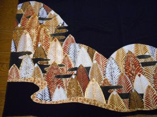 @@Vintage/Japanese tomesode kimono silk fabric/ trees,  embroidery P301 2