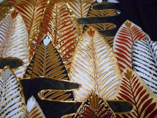 @@Vintage/Japanese tomesode kimono silk fabric/ trees,  embroidery P301 5