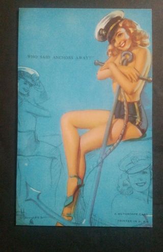 Mutoscope Artist Pinup Girls " Who Said Anchors Away? Uncirculated Exhibit Arcade