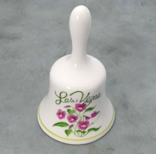Flowery Design Las Vegas Nevada Ceramic Souvenir Chime Bell 3 - 1/4 " Tall
