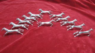 French Silver Plated Knife Rest Set 12 Vintage Art Deco Style Horse Equestrian 2