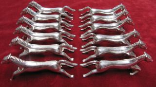 French Silver Plated Knife Rest Set 12 Vintage Art Deco Style Horse Equestrian 4