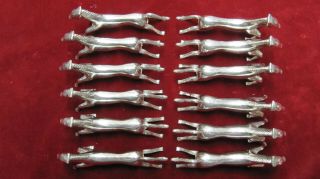 French Silver Plated Knife Rest Set 12 Vintage Art Deco Style Horse Equestrian 5