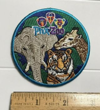 Phx Phoenix Zoo Tiger Elephant Giraffe Arizona Az Round Souvenir Badge Patch