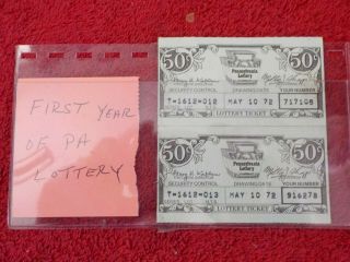 2 Vintage First Year May 10,  1972 Of The Pennsylvania Lottery Tickets (jc)