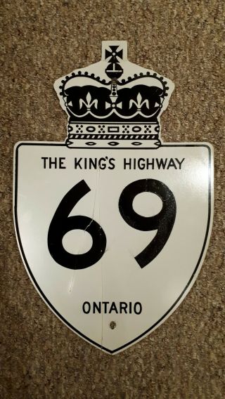 Ultra Rare 1950s Canadian The Kings Highway 69 Ontario Road Sign